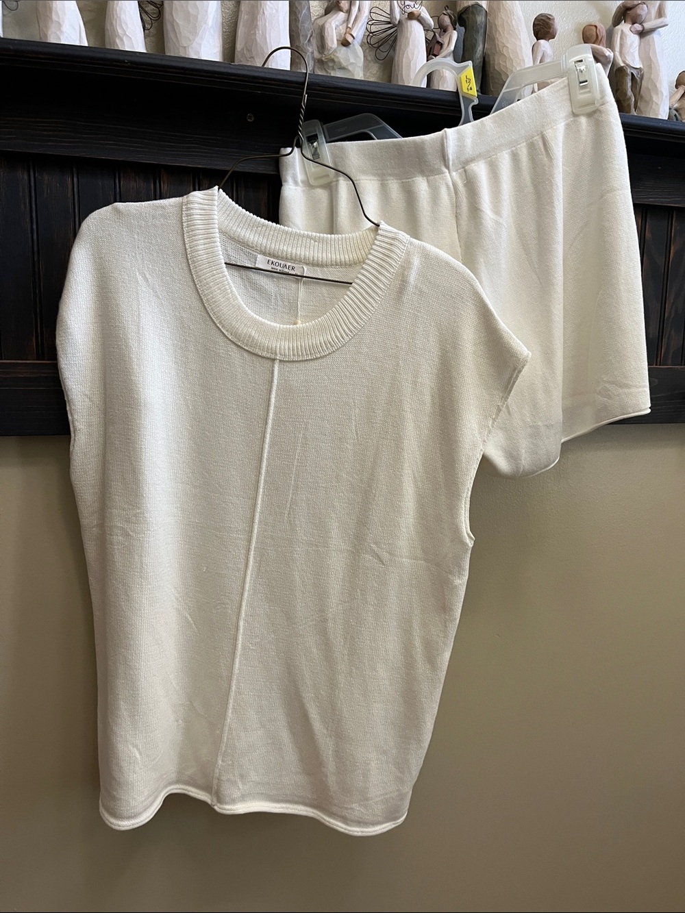 Eloquii Cream Knit Tank Top and Short Set